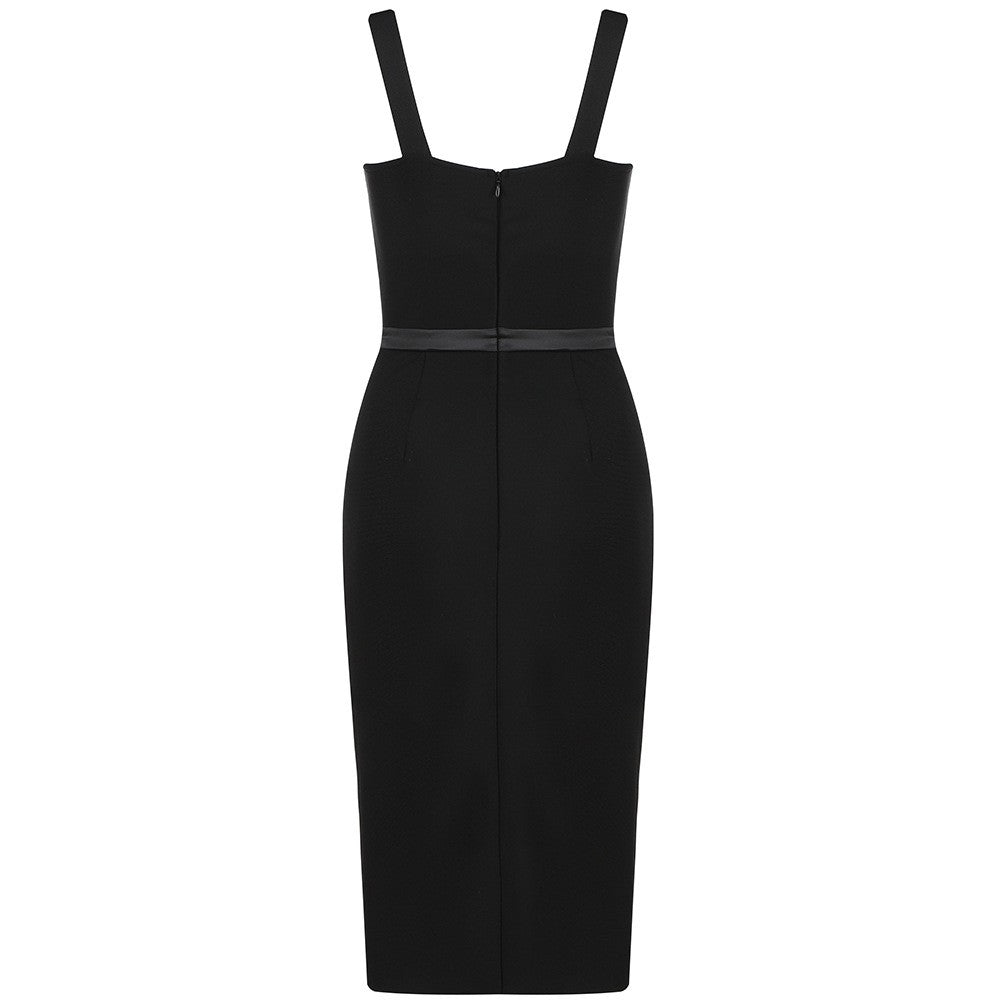 2020 summer new sexy sling slit black dress slim elastic bandage dress slim women's skirt