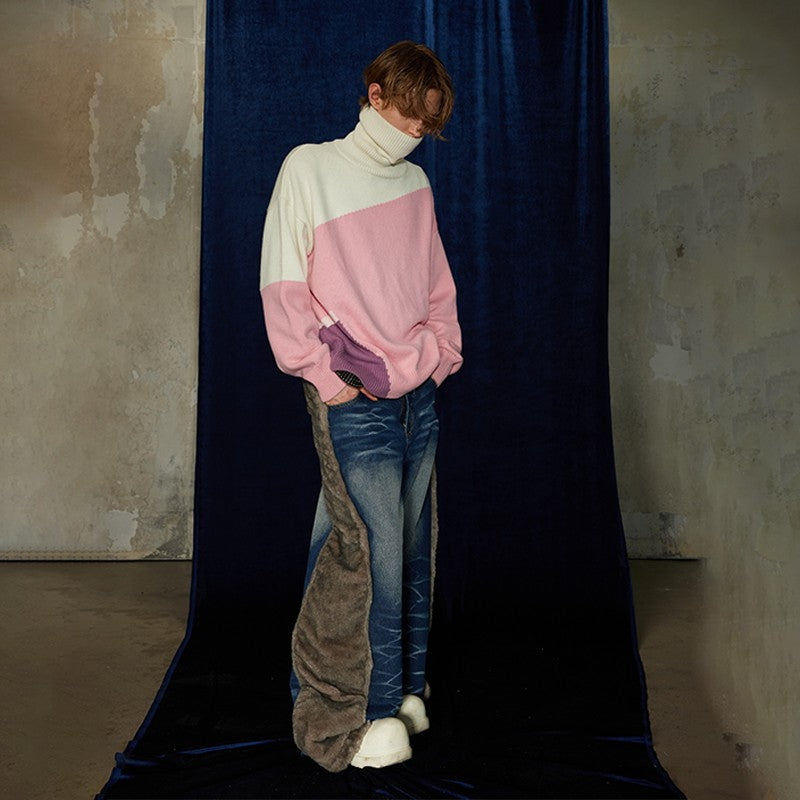 DND4DES Fan Chengcheng's original design, Yay2k, heavy washed, distressed plush stitching wide-leg jeans