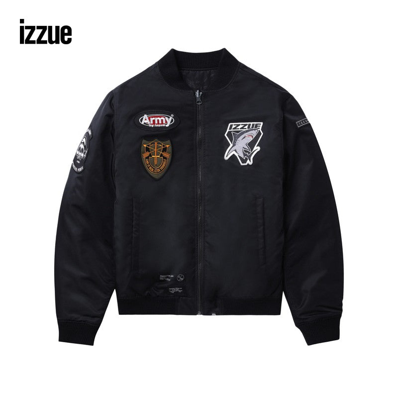 izzuex ARMY men's reversible bomber jacket 2024 autumn new style cool zipper jacket