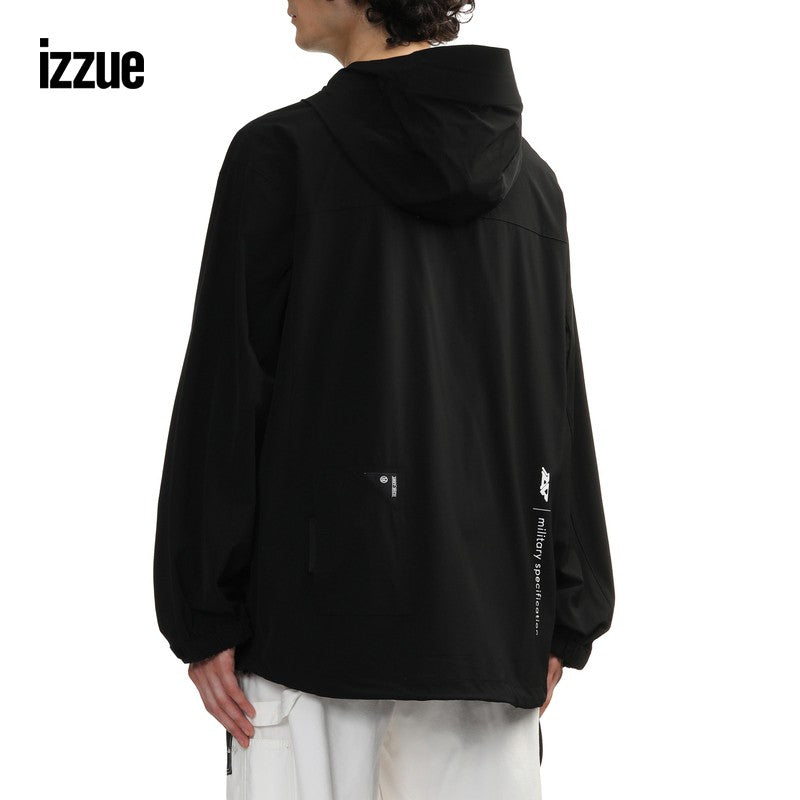 izzue men's hooded zipper jacket 2024 winter new vitality outdoor wind thin jacket 7108F4N