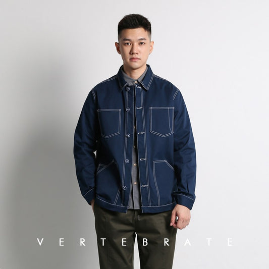 Vertebrate men's early autumn style contrast color bright line basic jacket cool weather small coat basic literary all-match style