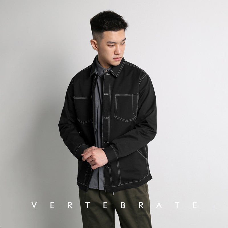 Vertebrate men's early autumn style contrast color bright line basic jacket cool weather small coat basic literary all-match style