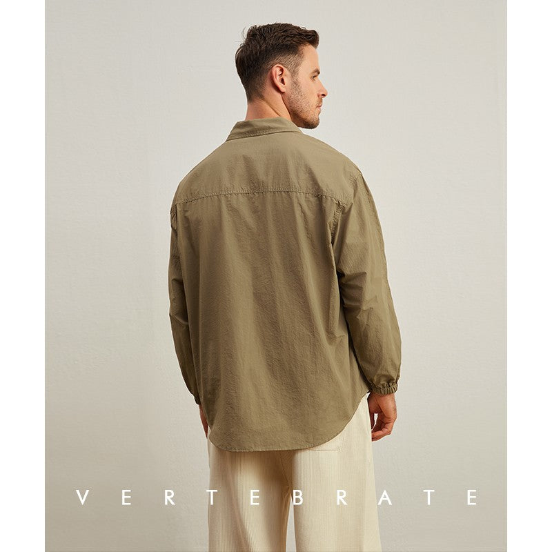 Vertebrate men's windbreaker fabric jacket type ultra-loose casual shirt can be used as sun protection clothing Japanese style