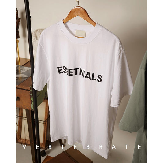 Vertebrate Men's Cotton Summer Loose Short-sleeved Casual T-shirt Korean Simple Letter Printed Bottoming Shirt