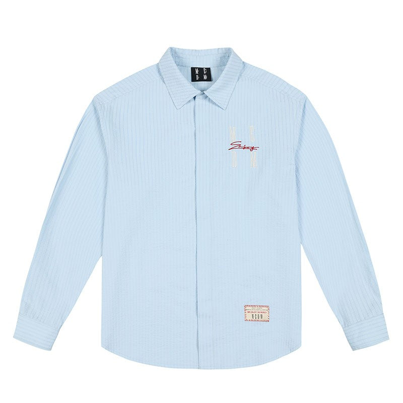 Hou Minghao same style MEDM24FW letter embroidered shirt men's long sleeve loose spring and autumn couple shirt jacket