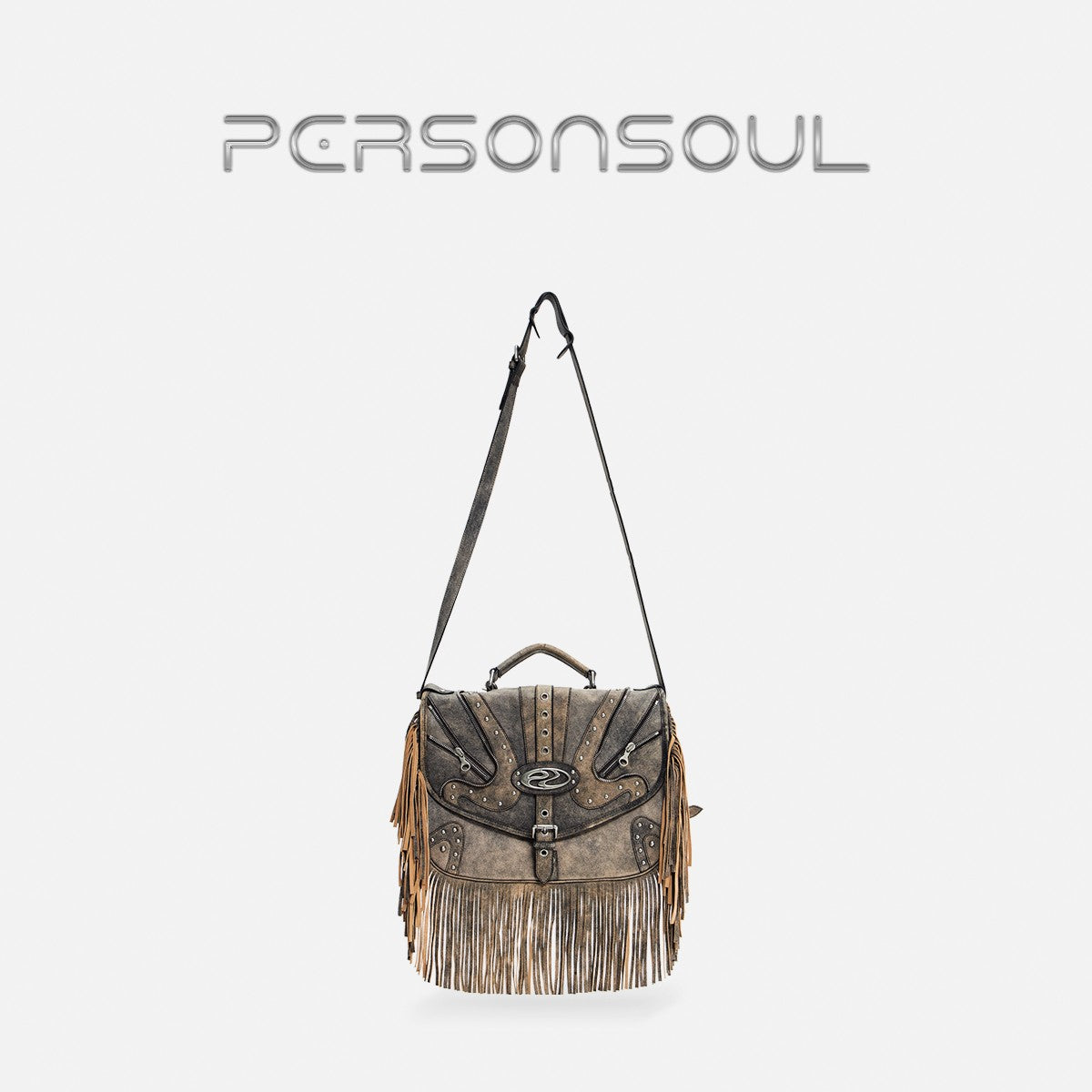 PERSONSOUL* soul human sheepskin punk tassel multi-form briefcase Sheepskin Bag