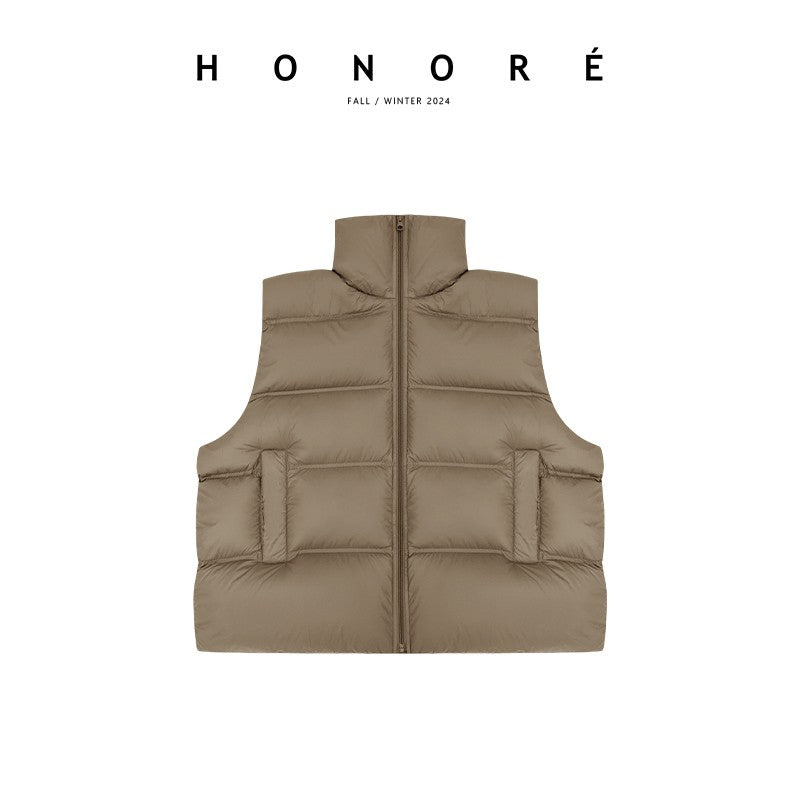 HONORE Guyue Puff without liner capsule loose fashionable light warm 90 white goose down vest