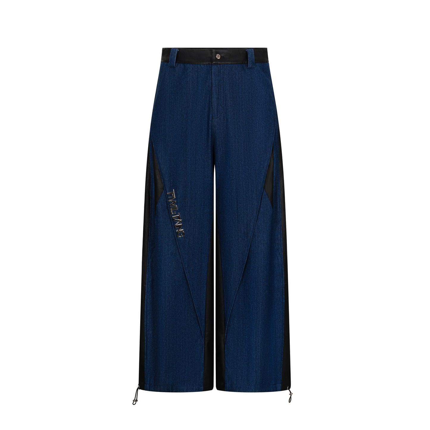 TIWILLTANG Qi Shi Lu &quot;Cutting the Wide Shadow&quot; loose denim structure split leather casual scimitar pants