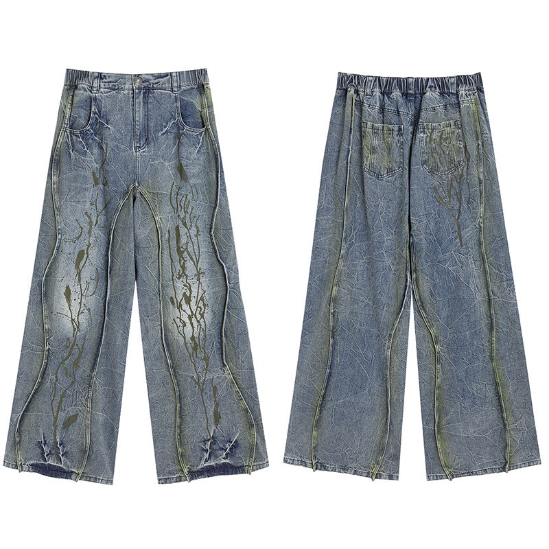 DND4DES Zuohang's same American street Dirtyfit heavy washed old wide-leg jeans design