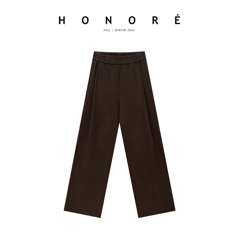 HONORE Guyue strongly recommends B-in cashmere acetate pleated lazy and relaxed wide-leg casual pants