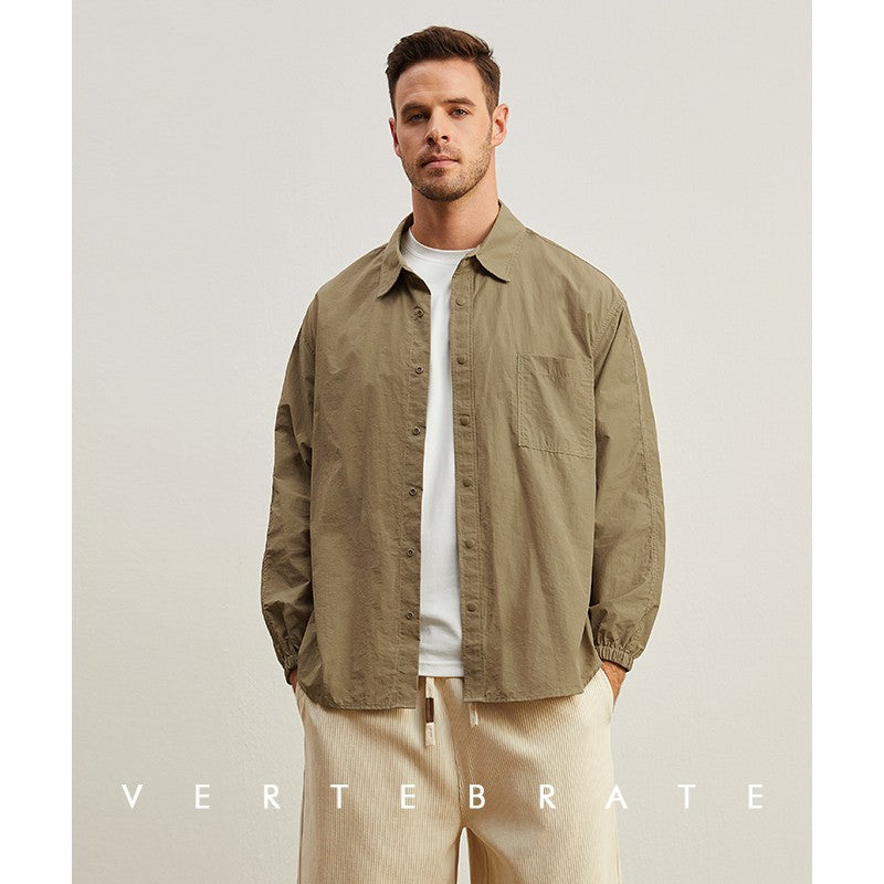 Vertebrate men's windbreaker fabric jacket type ultra-loose casual shirt can be used as sun protection clothing Japanese style