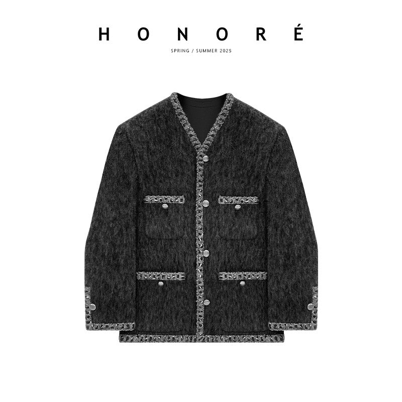 HONORE Gu Yue word-of-mouth work annual meeting heavy mohair wool Chanel jacket