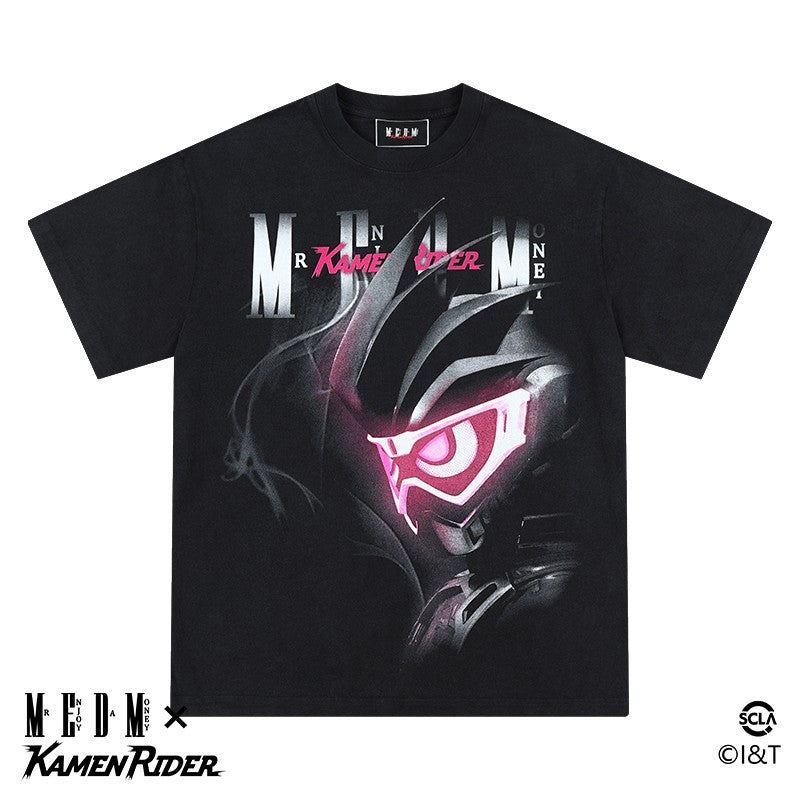 MEDMx Kamen Rider neon style series short-sleeved T-shirt men's summer American retro T-shirt casual tops