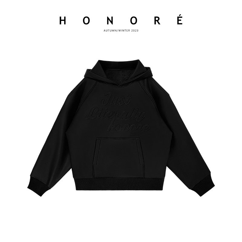 HONORE Gu Yue You Qian Sports Series Z Eco-friendly Leather Letter Design American Fashion Brand Hooded Sweatshirt