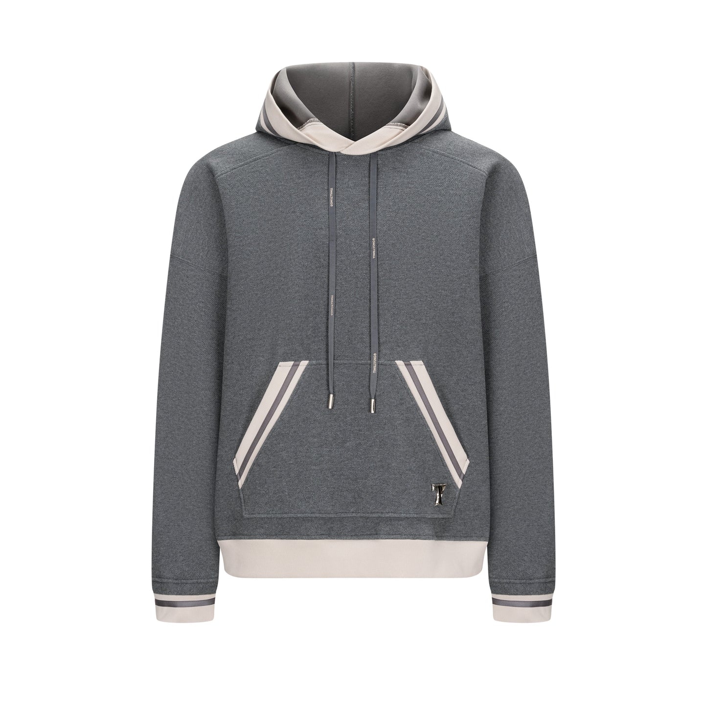 TIWILLTANG Qi Shi Lu &quot;Xi Yi Xi Ge&quot; hooded loose plus velvet fine grid ribbed collar casual sweatshirt