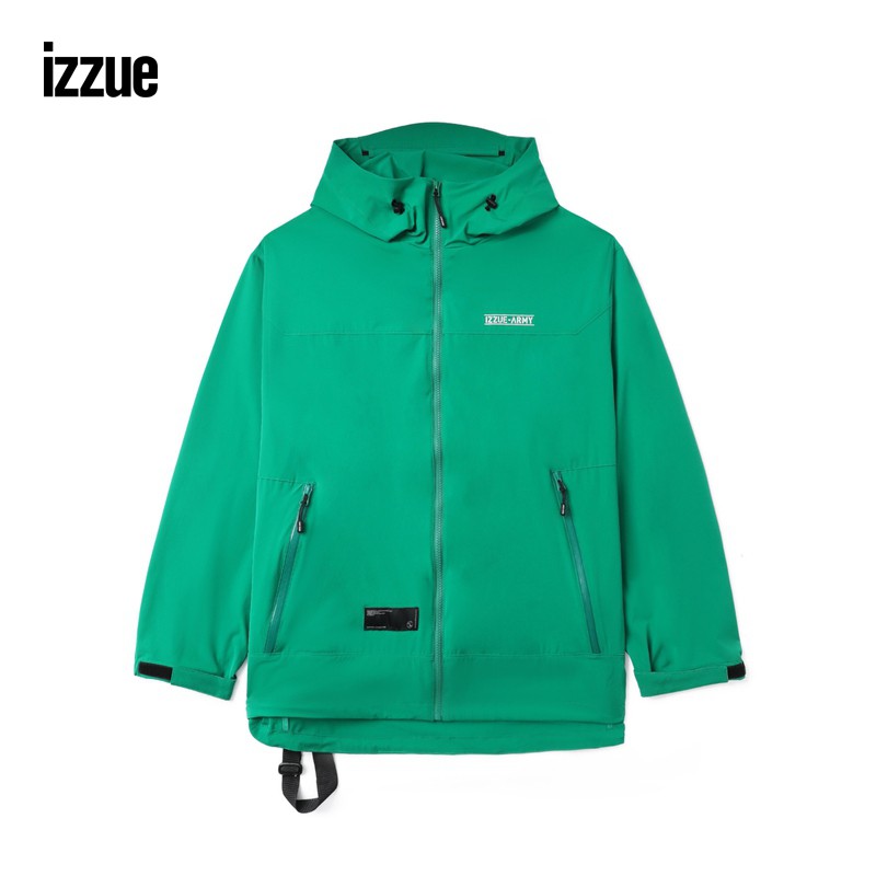 izzue men's hooded zipper jacket 2024 winter new vitality outdoor wind thin jacket 7108F4N