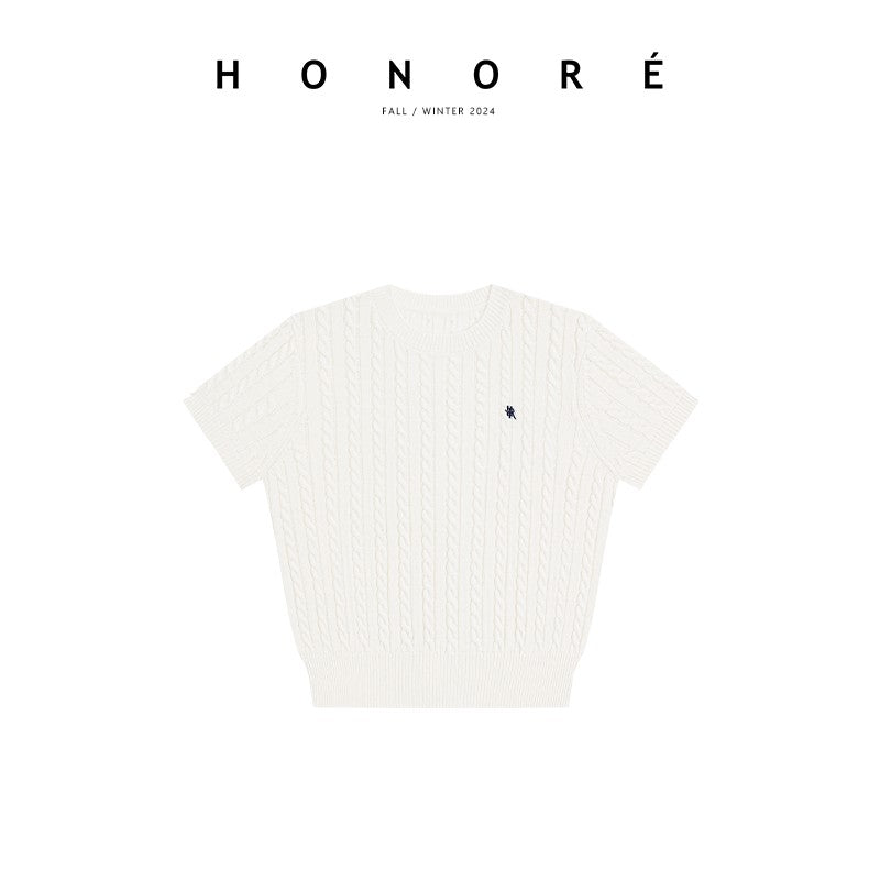 HONORE Guyue Office Bella Cashmere Cable Knit Cardigan Pullover