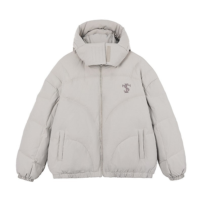 STK SmallTownKid duck down quilted embroidery hooded warm winter down jacket American retro