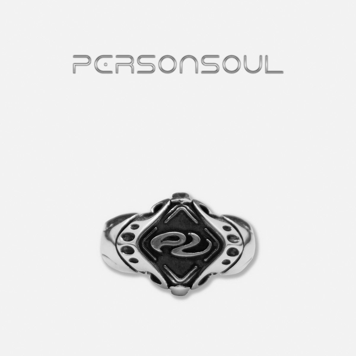 PERSONSOUL* Soul Human Meta-Symbol Command Stamp Ring 925 Silver Command Stamp Ring