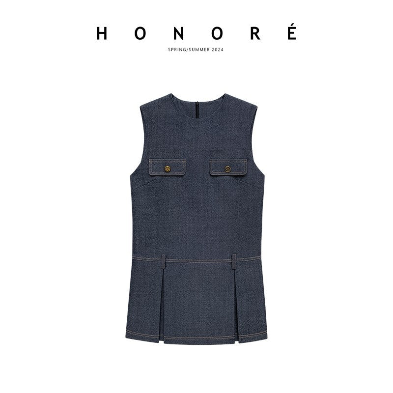 HONORE Gu Yue M*u series girls' worsted wool texture denim fashion suit early spring three-piece suit