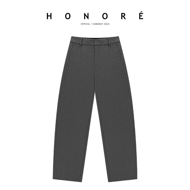 HONORE Gu Yue Row style Tencel wool minimalist comfortable scimitar super crisp suit pants