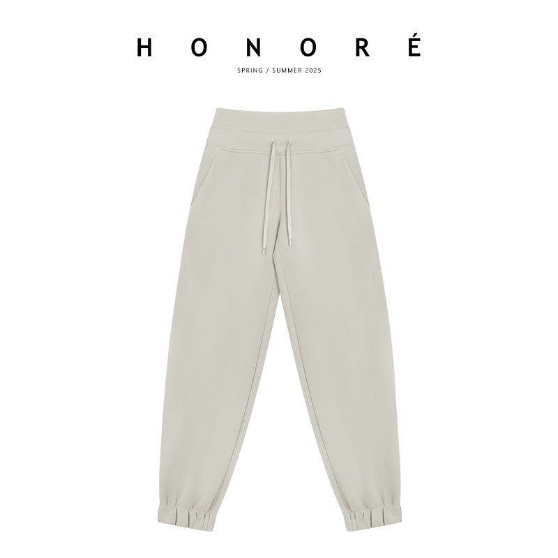 HONORE Guyue Sand Washing Technology Air Conditioning Lazy Set Sweater + Leggings + Shorts