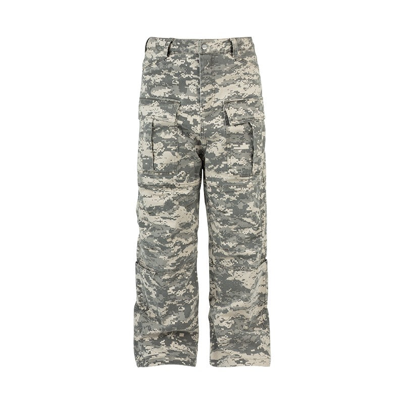 ANTIDOTE American military style mosaic camouflage pants men's loose large pockets heavy straight wide-leg overalls