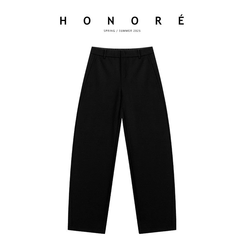 HONORE Gu Yue Row style Tencel wool minimalist comfortable scimitar super crisp suit pants