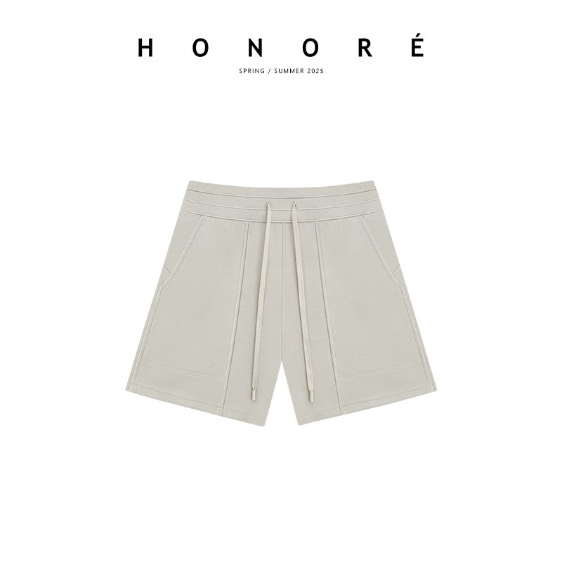 HONORE Guyue Sand Washing Technology Air Conditioning Lazy Set Sweater + Leggings + Shorts