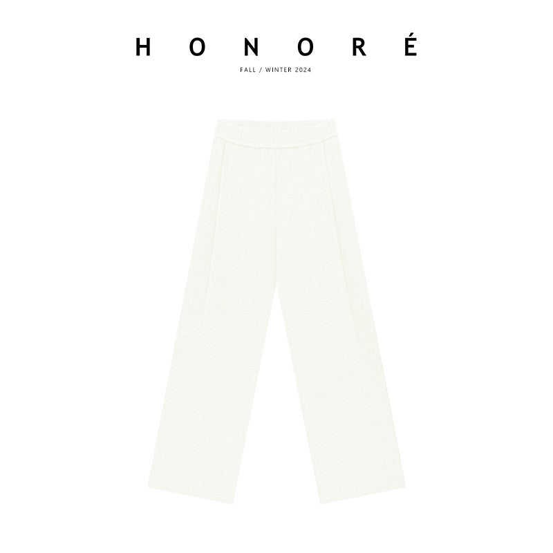 HONORE Guyue strongly recommends B-in cashmere acetate pleated lazy and relaxed wide-leg casual pants