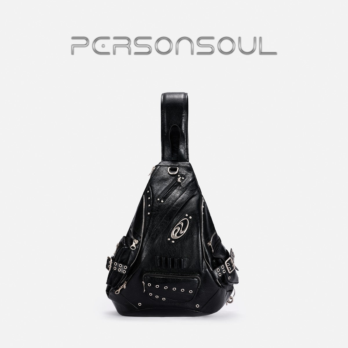 PERSONSOUL* soul human sheepskin punk one-shoulder tactical backpack SheepskinShoulderBag