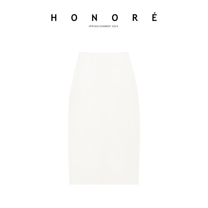 HONORE Guyue Tencel simple luxury pleated sexy tube top loose wide-leg pants fashion skirt cotton and linen suit