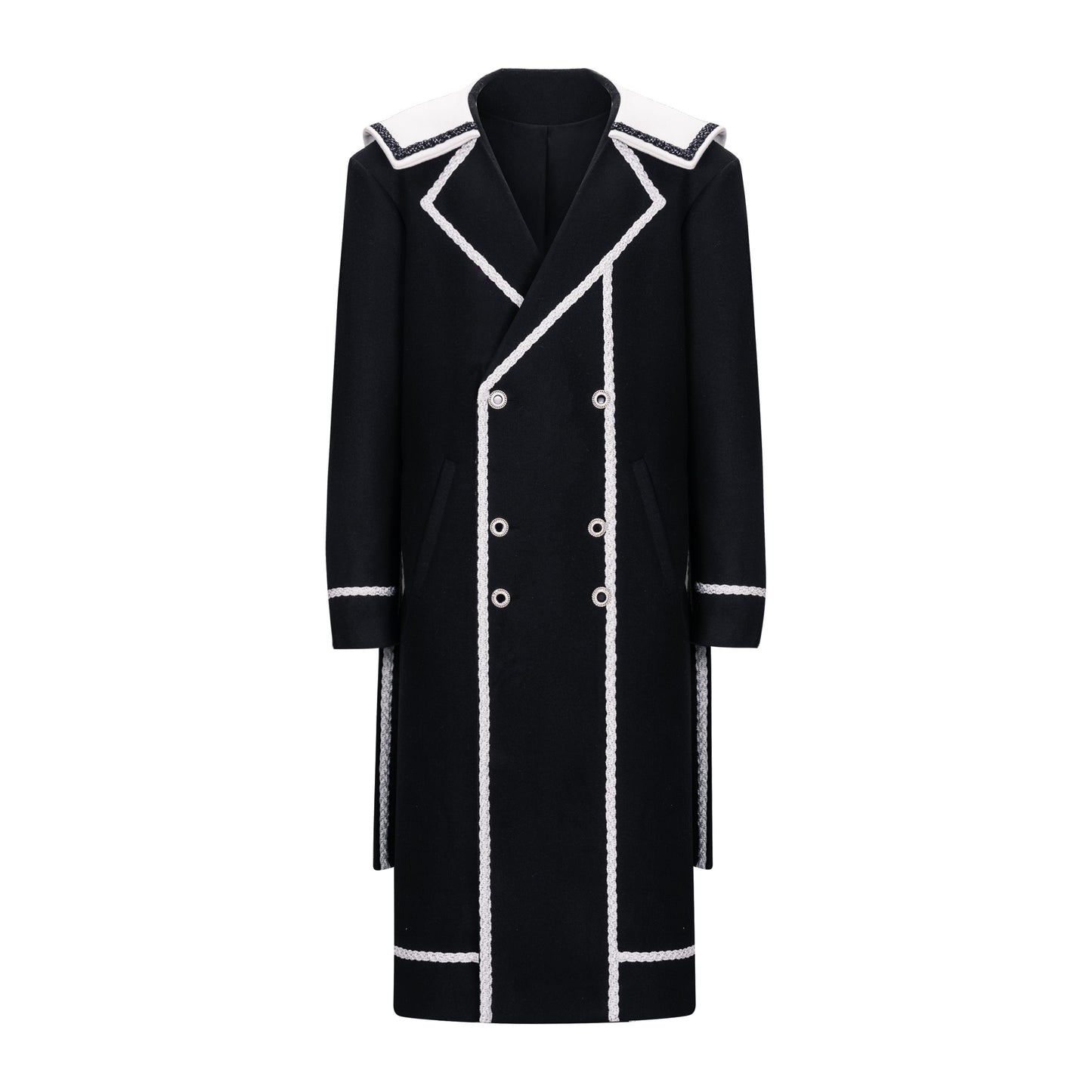 TIWILLTANG Qi Shi Lu &quot;Shanjian Zhihai&quot; Navy collar zipper coat winter long waist woolen coat