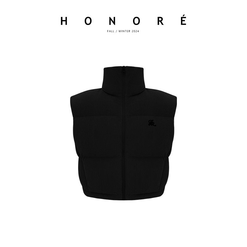 HONORE Guyue Samsung Anxin 95 duck down acetate urban sense vest sweatshirt sweatpants three-piece suit