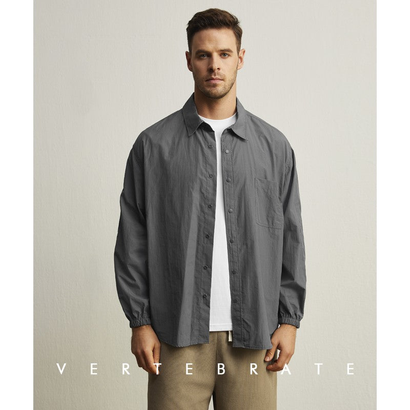 Vertebrate men's windbreaker fabric jacket type ultra-loose casual shirt can be used as sun protection clothing Japanese style