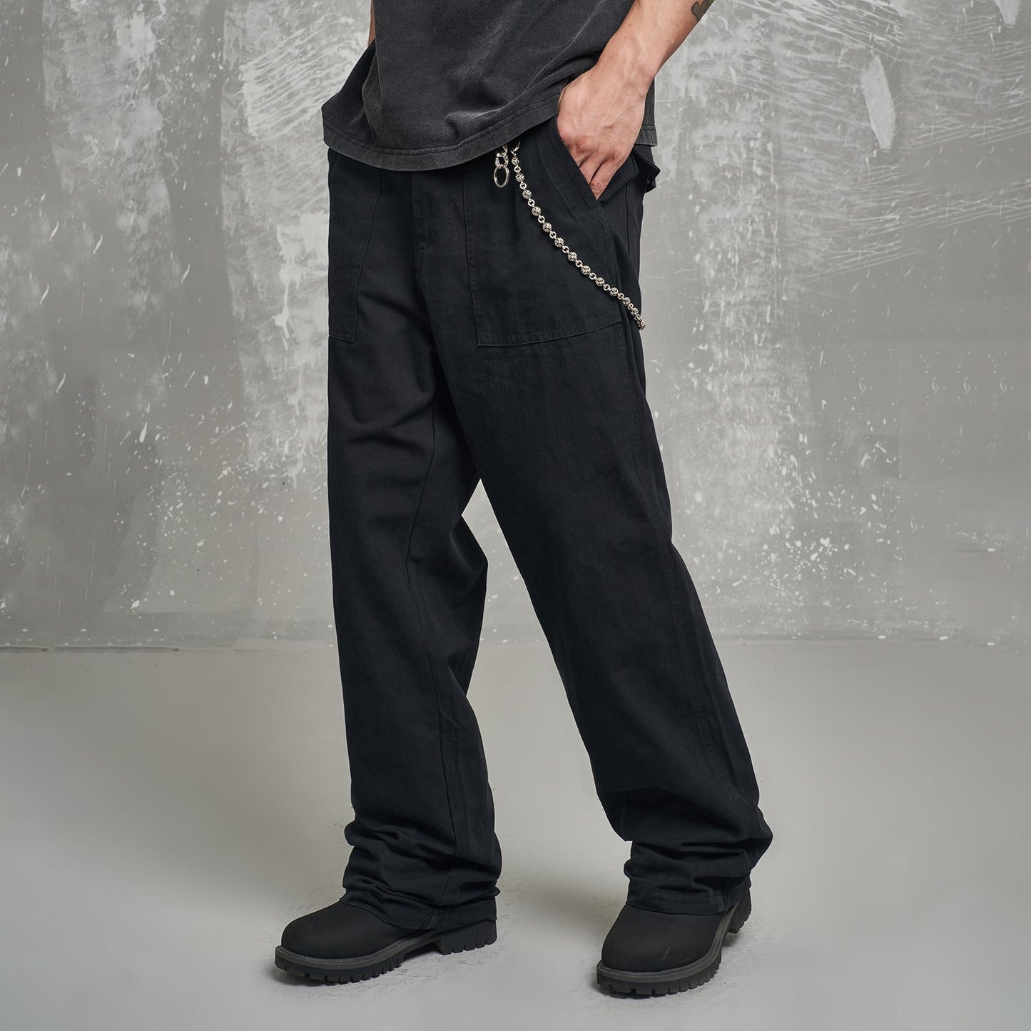 MT99 American cleanfit high-grade drape mopping casual pants summer retro slim black overalls trend