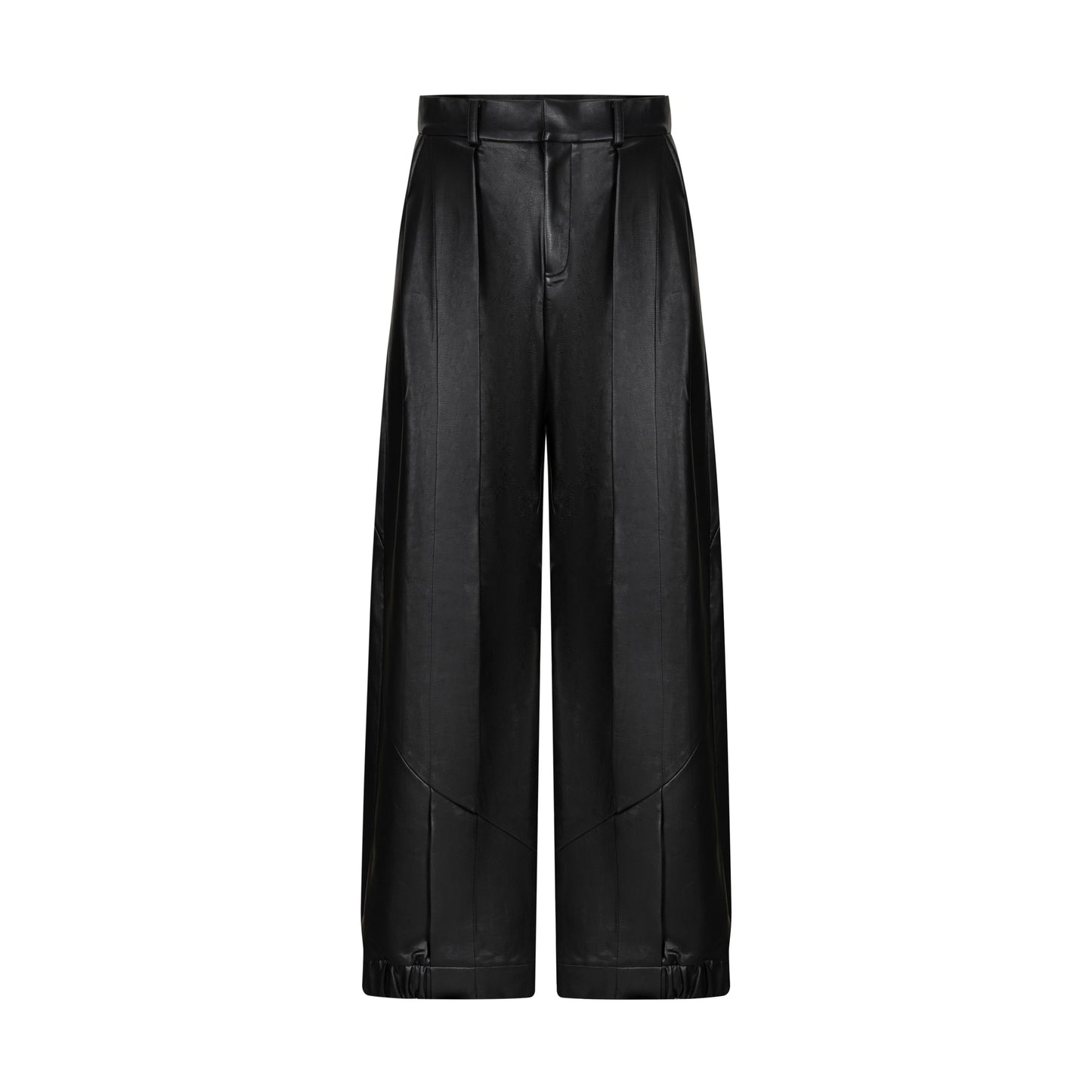 TIWILLTANG Qi Shi Lu &quot;Suede Light Arc&quot; Dislocation Loose-leaf Split Legs Pleated Leather Pants