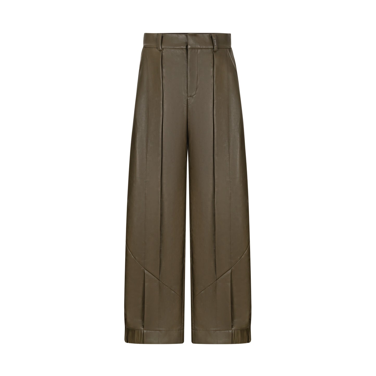 TIWILLTANG Qi Shi Lu &quot;Suede Light Arc&quot; Dislocation Loose-leaf Split Legs Pleated Leather Pants