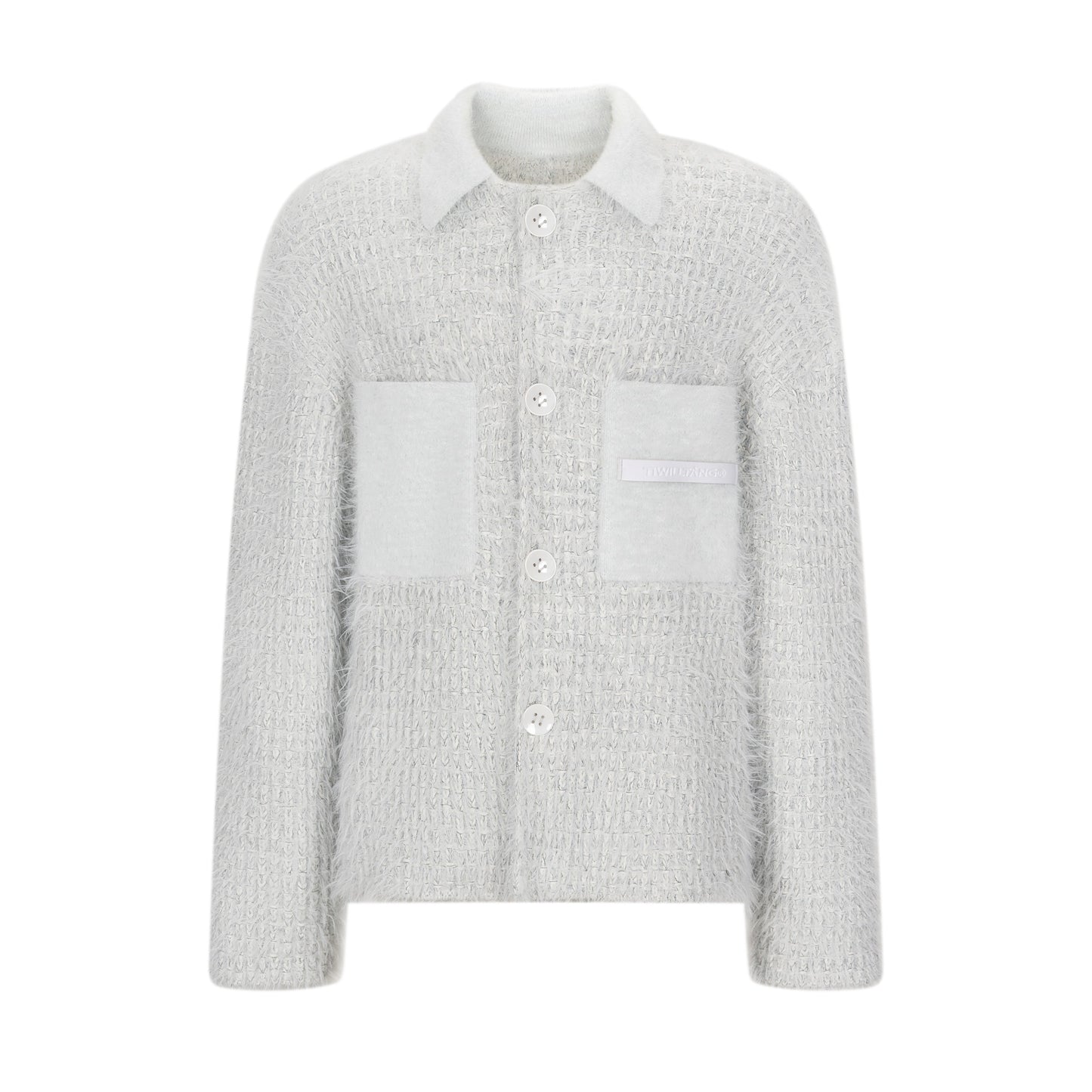 TIWILLTANG Kaishilu &quot;Mishan Naye&quot; ceramic button lazy white thick sweater knitted lapel cardigan